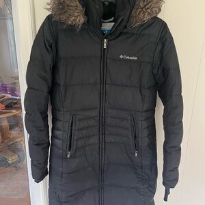 Columbia Women's Black Puffer Coat with Fur Trim